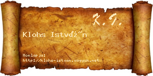 Klohs István névjegykártya